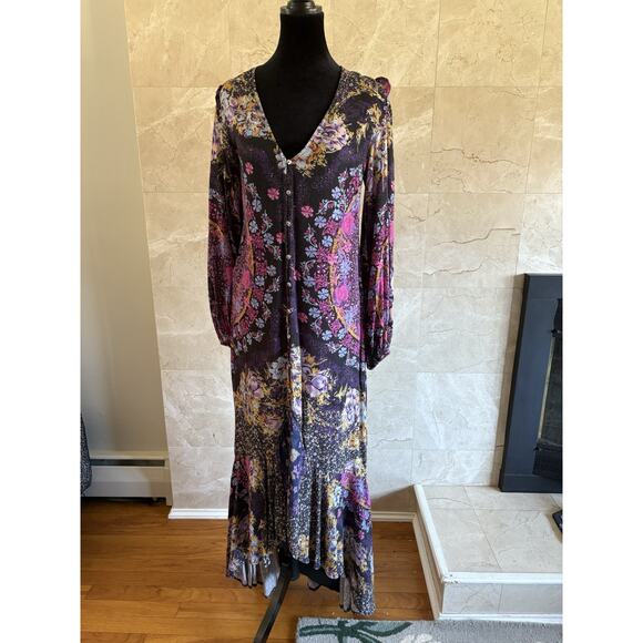 Free People Marais Duster Maxi Dress, Small Purple Patchwork Festival Resortwear - Picture 5 of 9